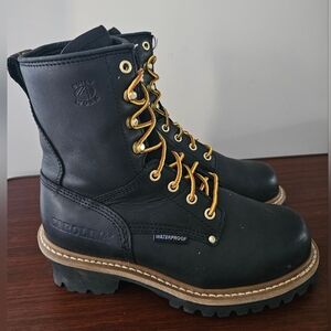 Like New CAROLINA Elm Womens Black Leather Waterproof Logger Work Boots